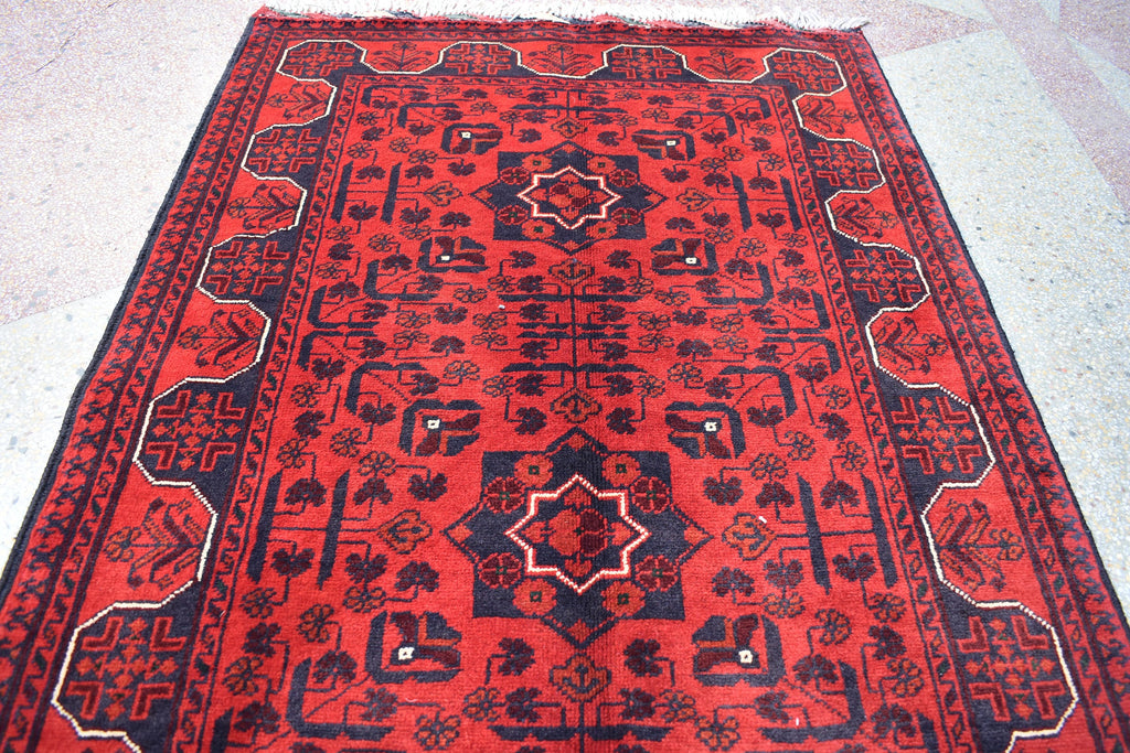 7ft Runner Handwoven Bukhara Afghan Tribal Wool Hallway Runner, Rich Red and Blue Rug, Rug for Entryway, Corridor Rug, Stair Rug 6.9x2.10 ft