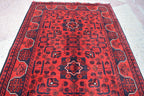 7ft Runner Handwoven Bukhara Afghan Tribal Wool Hallway Runner, Rich Red and Blue Rug, Rug for Entryway, Corridor Rug, Stair Rug 6.9x2.10 ft