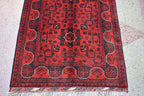 7ft Runner Handwoven Bukhara Afghan Tribal Wool Hallway Runner, Rich Red and Blue Rug, Rug for Entryway, Corridor Rug, Stair Rug 6.9x2.10 ft