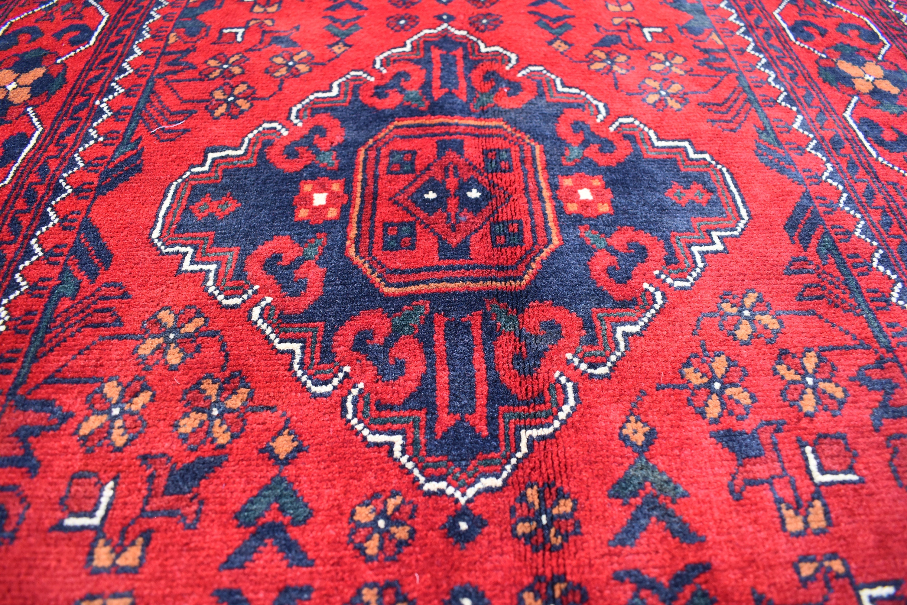 7.3x2.9 Handmade Runner Rug Afghan Runner Turkmen Bokhara Runner Tribal Rug Hallway Runner Red Runner Rug 100% Wool Runner