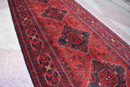 7.3x2.9 Handmade Runner Rug Afghan Runner Turkmen Bokhara Runner Tribal Rug Hallway Runner Red Runner Rug 100% Wool Runner