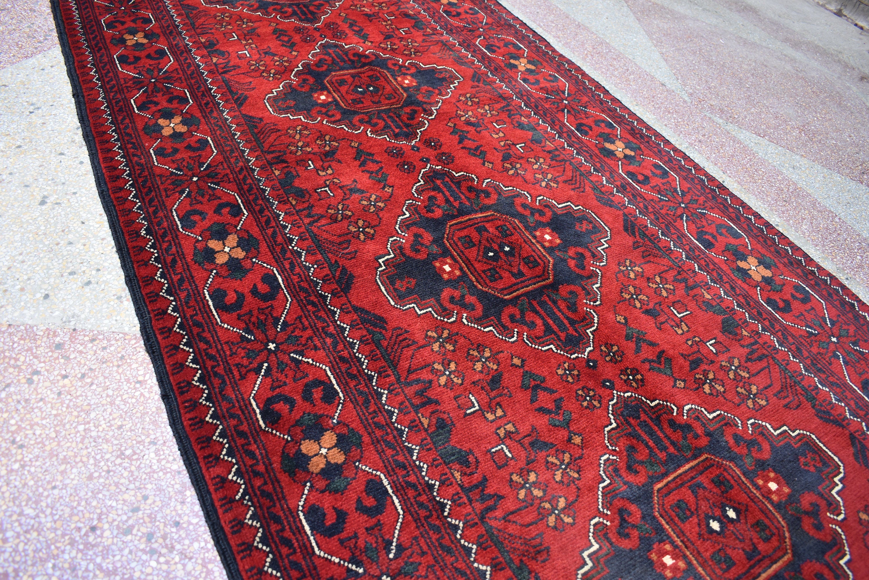7.3x2.9 Handmade Runner Rug Afghan Runner Turkmen Bokhara Runner Tribal Rug Hallway Runner Red Runner Rug 100% Wool Runner