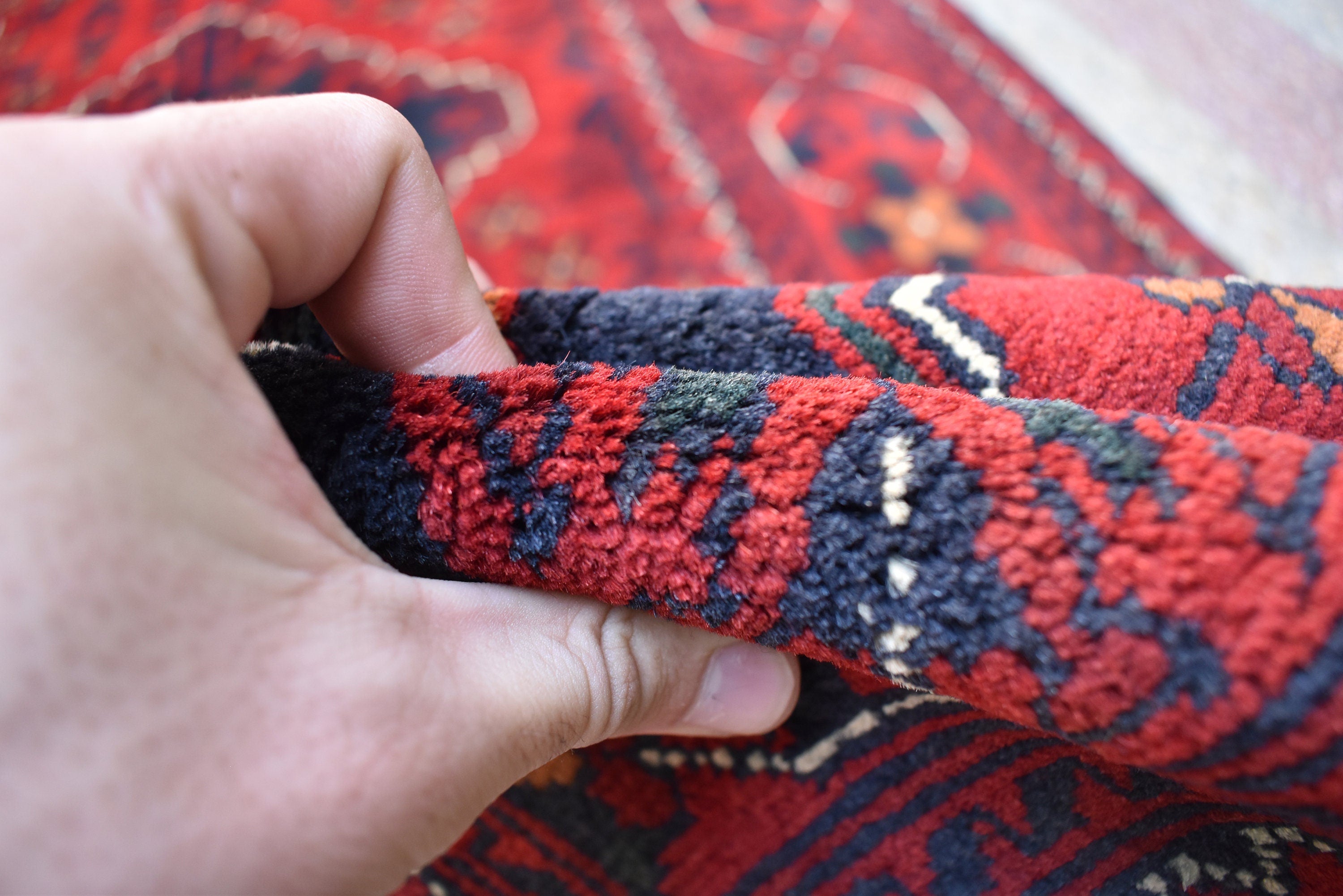 7.3x2.9 Handmade Runner Rug Afghan Runner Turkmen Bokhara Runner Tribal Rug Hallway Runner Red Runner Rug 100% Wool Runner