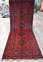 7.3x2.9 Handmade Runner Rug Afghan Runner Turkmen Bokhara Runner Tribal Rug Hallway Runner Red Runner Rug 100% Wool Runner