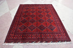 6x8 Handcrafted Bukhara Rug - Rich Red and Blue Design, Traditional Wool, 7.11x6 ft, Handmade, Elegant, High-Quality, Rug for Living Room