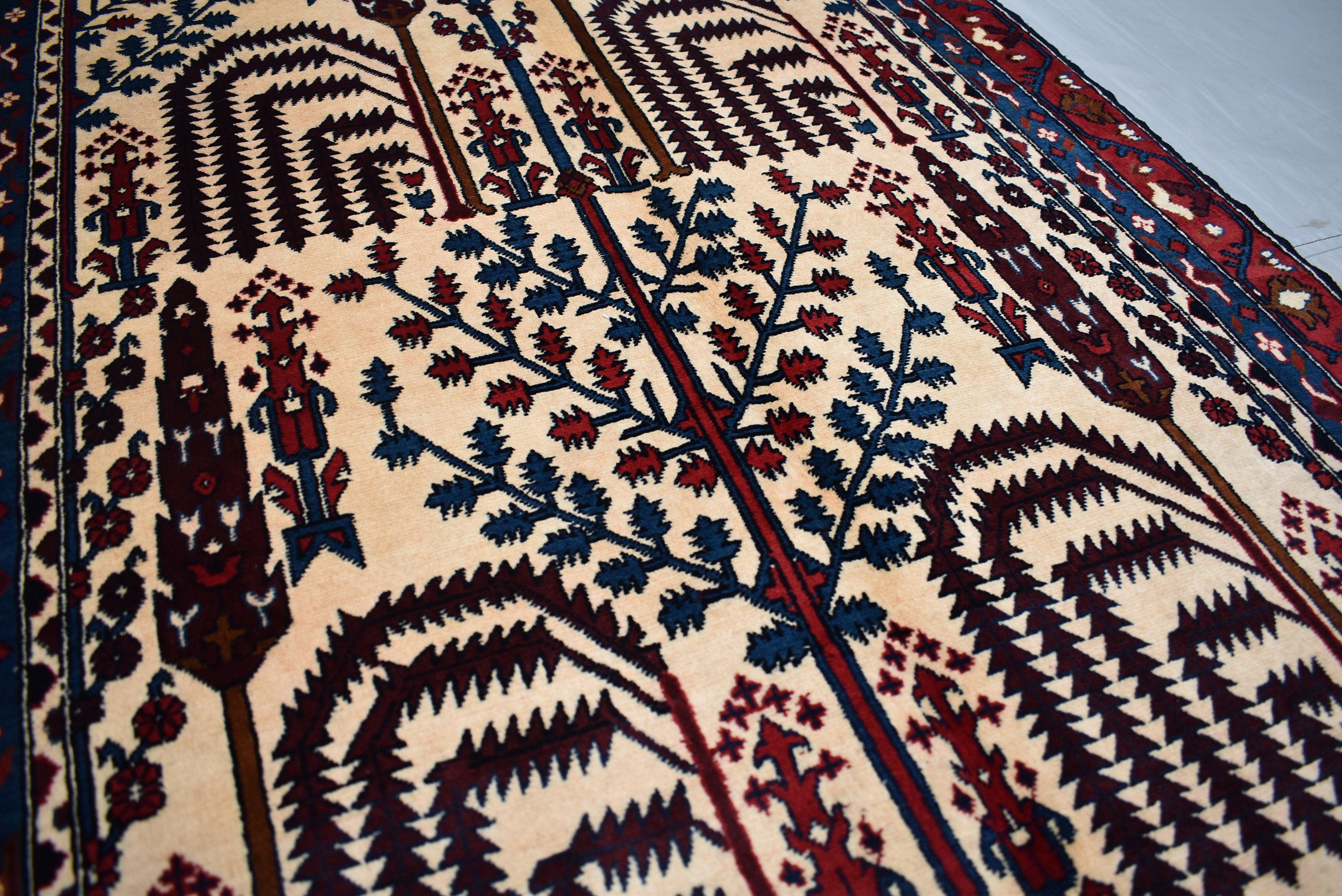 9.7 x 2.10 Ft Afghan Tree Of Life Hallway Rug Bokhara Beljik Corridor Runner Rug Turkmen Handmade Runner Wool Rug Vintage Runner Rug
