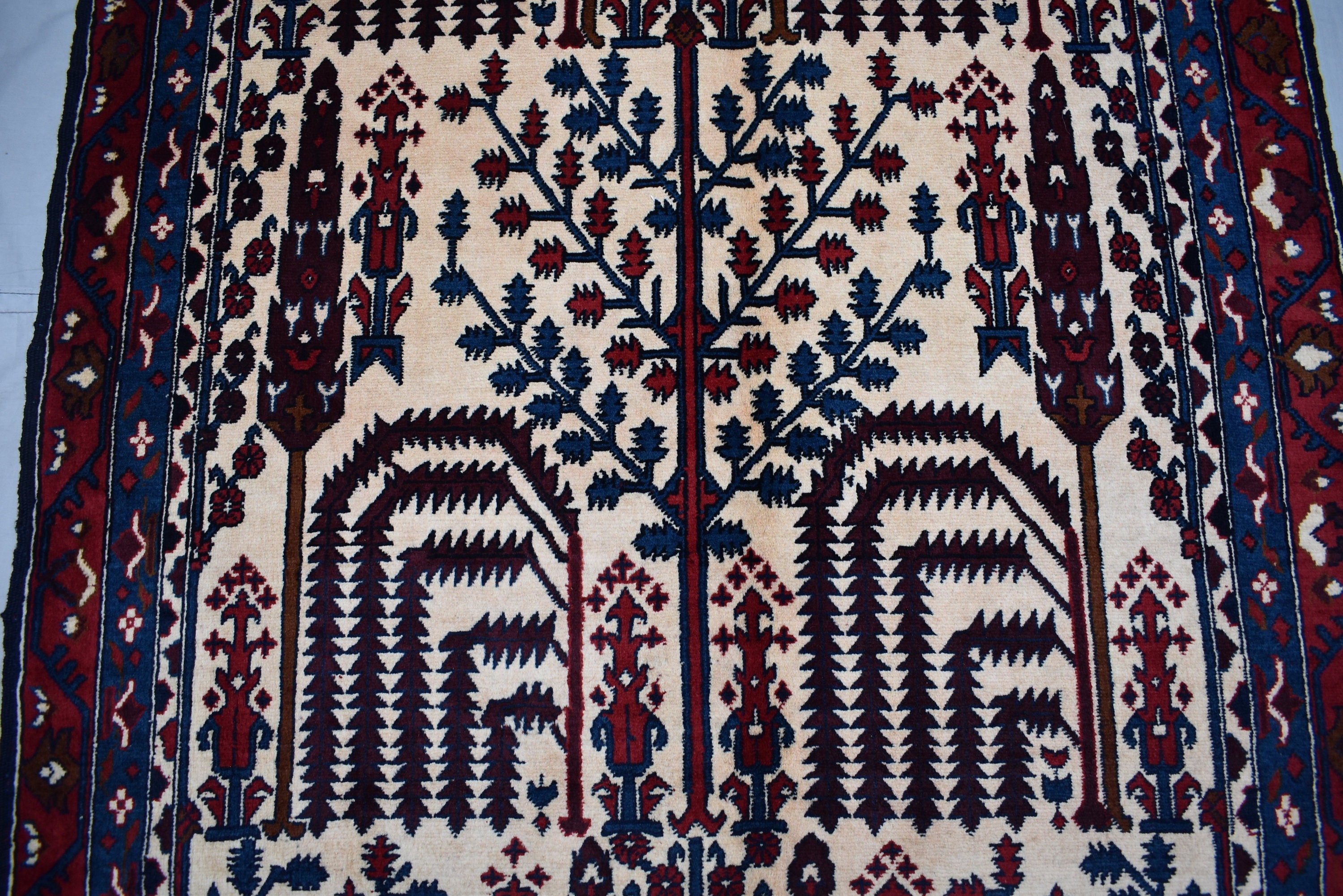 9.7 x 2.10 Ft Afghan Tree Of Life Hallway Rug Bokhara Beljik Corridor Runner Rug Turkmen Handmade Runner Wool Rug Vintage Runner Rug