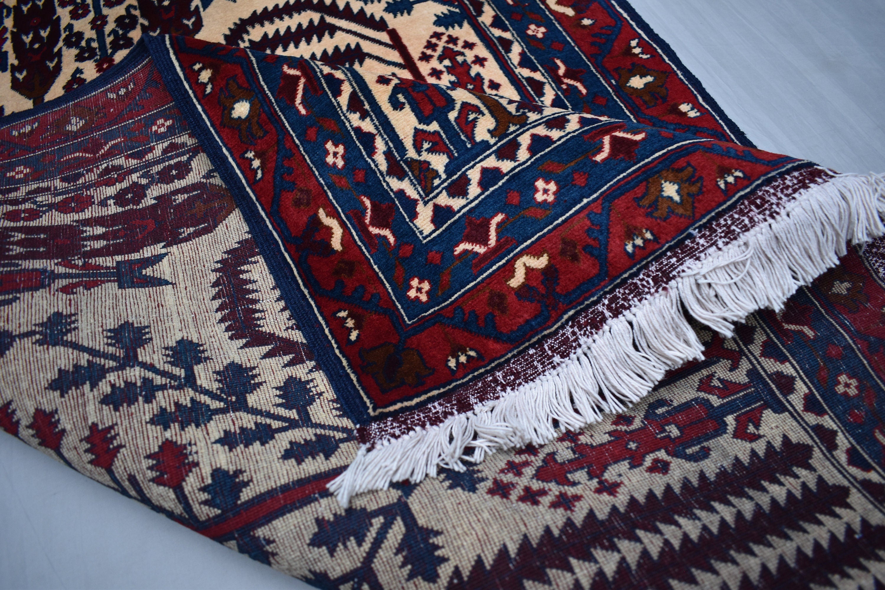 9.7 x 2.10 Ft Afghan Tree Of Life Hallway Rug Bokhara Beljik Corridor Runner Rug Turkmen Handmade Runner Wool Rug Vintage Runner Rug