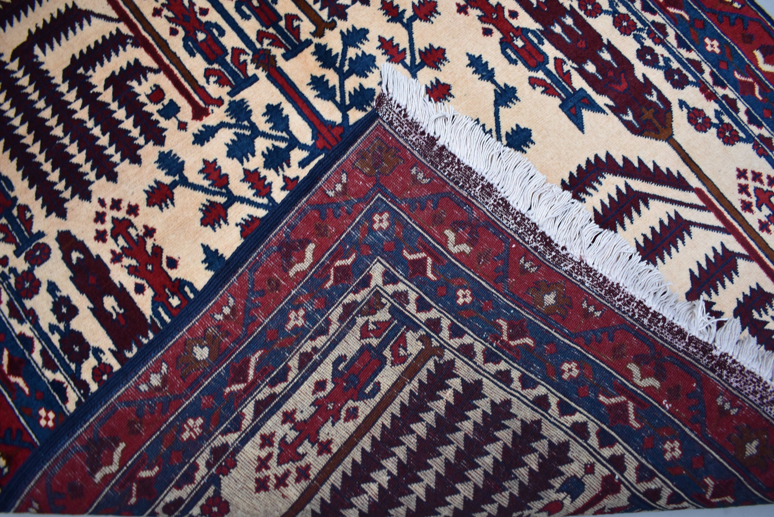 9.7 x 2.10 Ft Afghan Tree Of Life Hallway Rug Bokhara Beljik Corridor Runner Rug Turkmen Handmade Runner Wool Rug Vintage Runner Rug