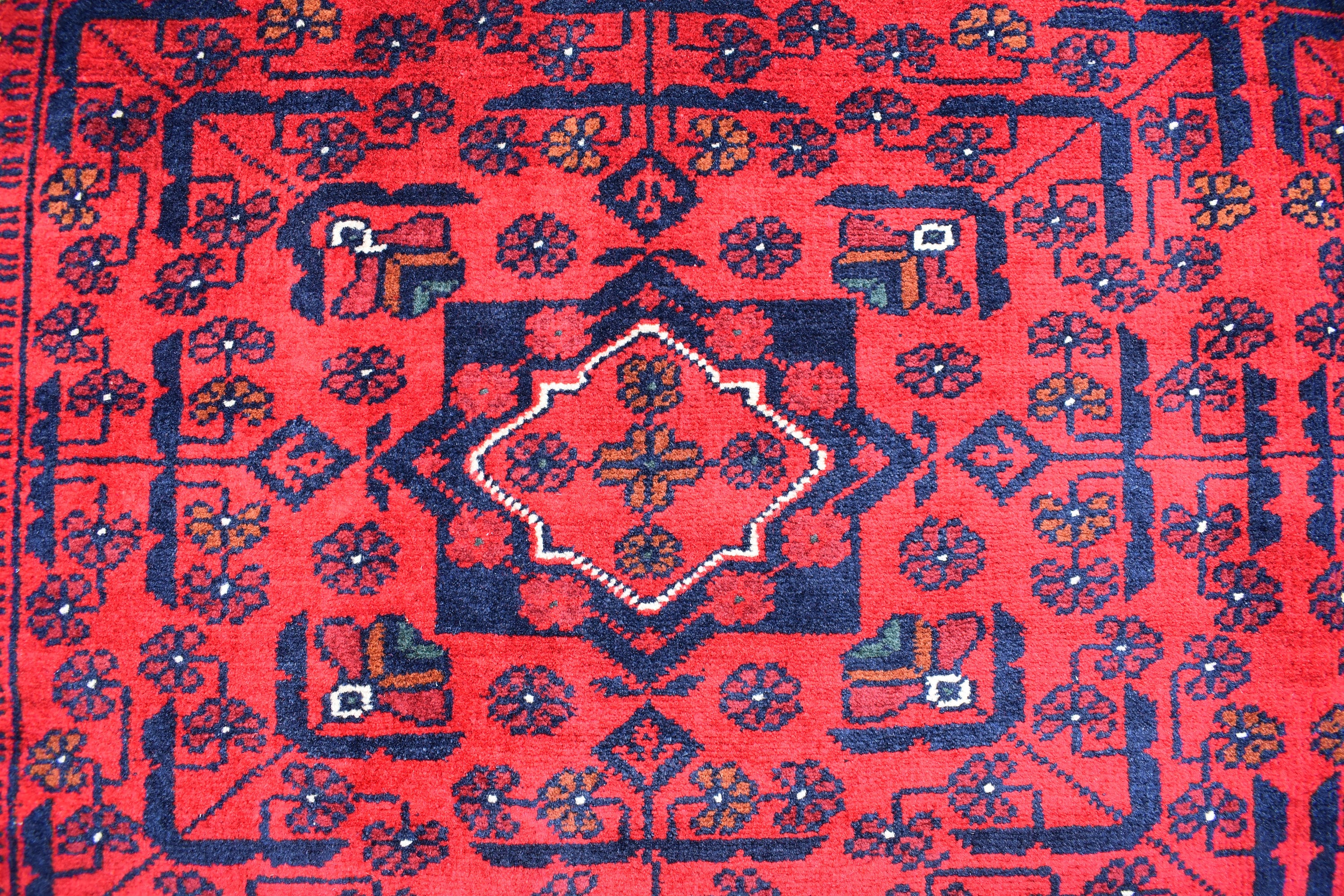5x7 Afghan Bukhara Rug – Hand-Knotted Wool Pile Carpet – Red Oriental Area Rug–Traditional Afghan Decor – Vintage Style Floor Rug 200x147 cm