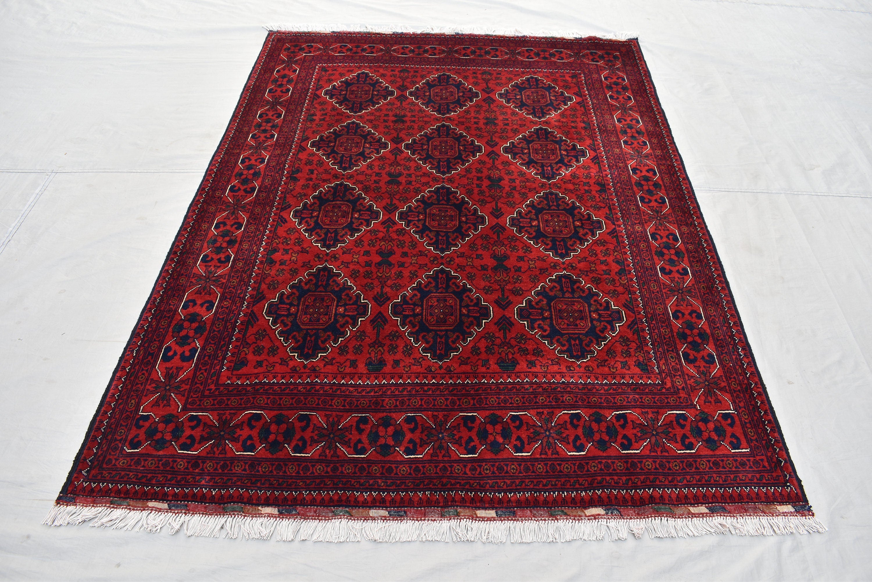 5x7 Afghan Khal Mohadmi Bokhara Rug Turkmen Tribal Traditional 100% Wool Rug,Bokhara Rug Living Room Area Oriental Rug