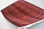 5x6ft, Hoja Roshnai Afghan Rug –Turkmen Hand-Knotted Wool Tribal Carpet–Red & Navy Oriental Area Rug–Traditional Afghan Home Decor 195x154cm