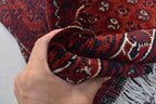 5x6ft, Hoja Roshnai Afghan Rug –Turkmen Hand-Knotted Wool Tribal Carpet–Red & Navy Oriental Area Rug–Traditional Afghan Home Decor 195x154cm