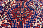 10x13 Large Handwoven Afghan Wool Rug, Rich Red and Navy Blue Oriental Rug, Rug for Living Room, Rug for Dining Room, Boho Home Decor