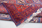 10x13 Large Handwoven Afghan Wool Rug, Rich Red and Navy Blue Oriental Rug, Rug for Living Room, Rug for Dining Room, Boho Home Decor