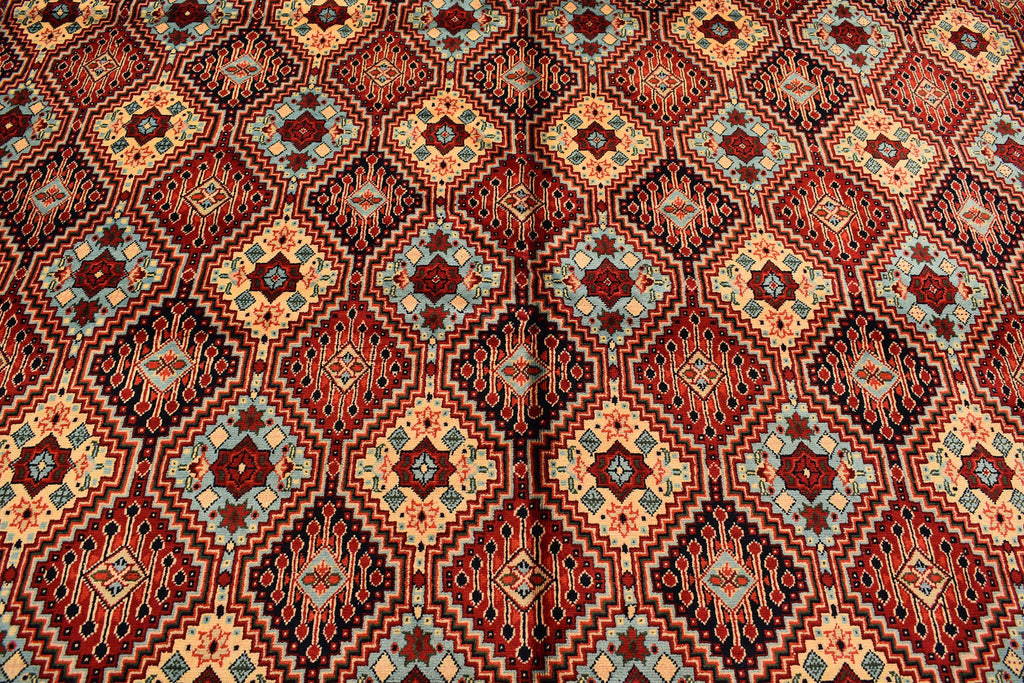 Ft 12.10 x 9.9 Large Handmade Rug Large Afghan Turkmen Tribal Yalama Gol Bokhara Pattern Wool Veg dye, Large Oriental Afghan
