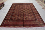 Large Afghan Wool Rug – Handmade Turkmen Wool Carpet |Bokhara Pattern Oriental Rug | Vegetable Dyed Tribal Area Rug, Living Room Rug 10x13ft