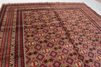 Large Afghan Wool Rug – Handmade Turkmen Wool Carpet |Bokhara Pattern Oriental Rug | Vegetable Dyed Tribal Area Rug, Living Room Rug 10x13ft