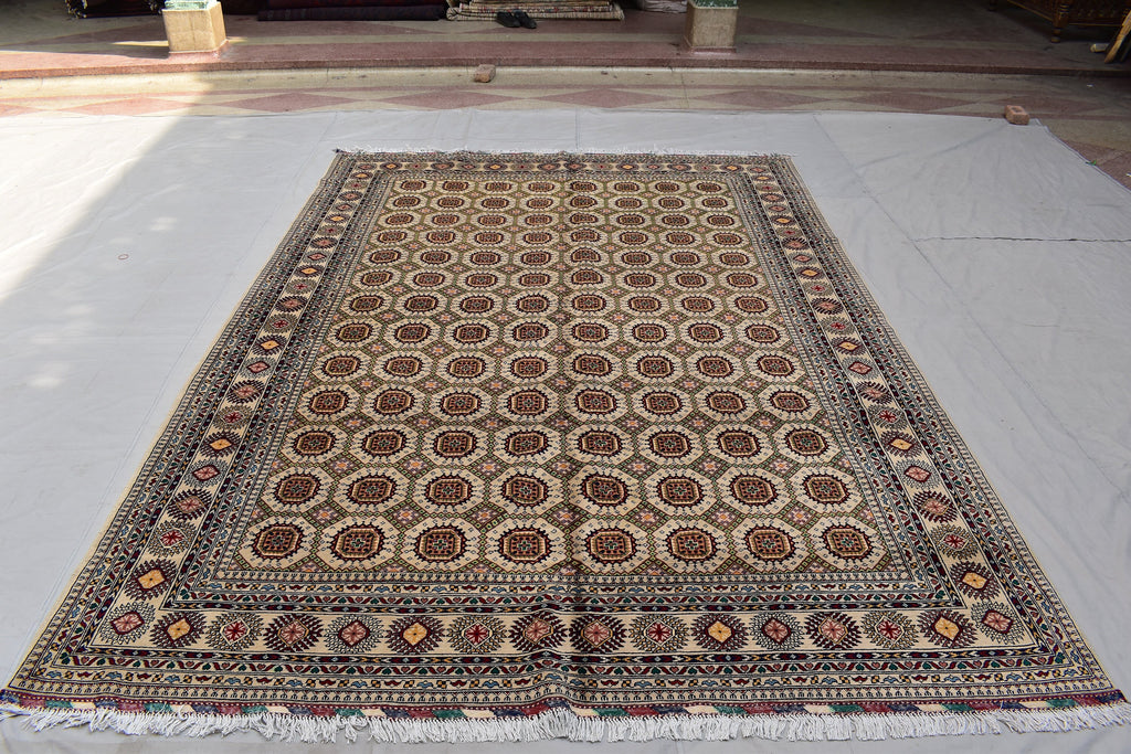 11.6 x 8.3 Ft Tribal Area Rug Fine Quality Afghan Hand Knotted Beige Wool Rug High Pile Soft Rug Oriental Rug Living Room Rug Bedroom Rug,