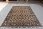 11.6 x 8.3 Ft Tribal Area Rug Fine Quality Afghan Hand Knotted Beige Wool Rug High Pile Soft Rug Oriental Rug Living Room Rug Bedroom Rug,