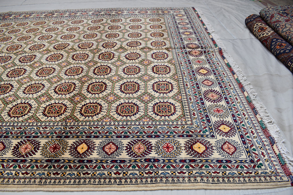 11.6 x 8.3 Ft Tribal Area Rug Fine Quality Afghan Hand Knotted Beige Wool Rug High Pile Soft Rug Oriental Rug Living Room Rug Bedroom Rug,