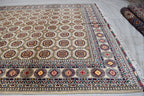 11.6 x 8.3 Ft Tribal Area Rug Fine Quality Afghan Hand Knotted Beige Wool Rug High Pile Soft Rug Oriental Rug Living Room Rug Bedroom Rug,