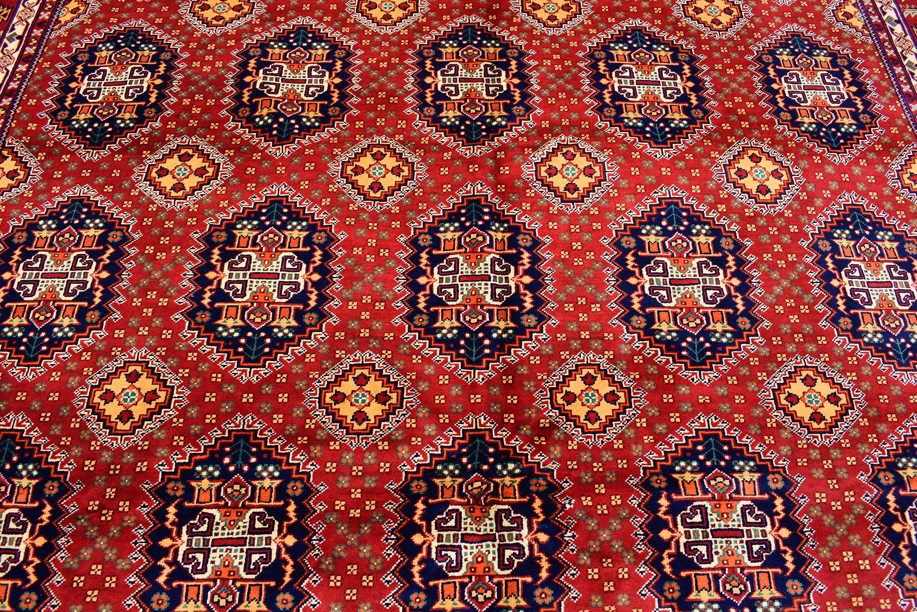 11.9 x 8.5 Ft Top Quality Large Handmade Rug Large Afghan Rug Turkmen Bukhara Rug Samarqant rug Living Room Area Rug Oriental Rug