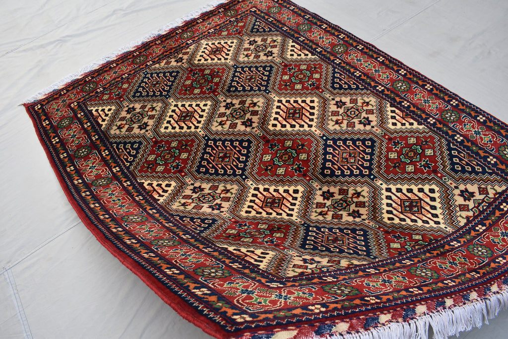 6.8 x 5.0 Ft Afghan Rug Top Quality Oriental Rug Gorgrous Hand Knotted Wool Natural Veg Dye Turkmen Tribal Bukhara Living Room Rug
