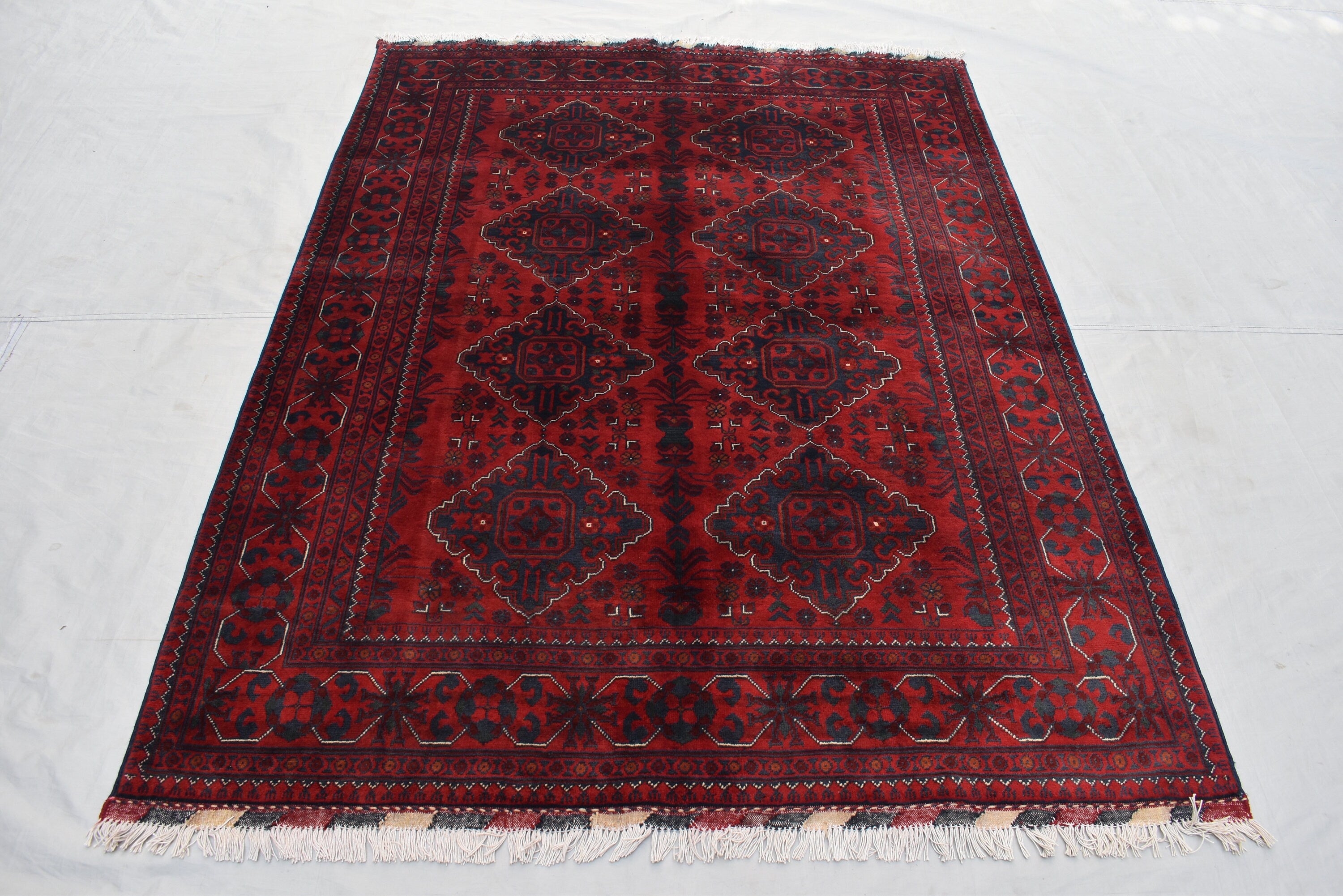 5x7 Handmade Afghan Carpet Gorgeous Rug Turkmen Tribal Traditional 100% Wool Rug Bokhara Rug Living Room Area Oriental Rug