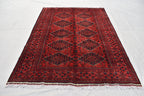 4'10x6'8 Afghan Handmade Khal Mohammadi Rug, Turkmen Wool Geometric Rug, Rustic Home Decor, Bedroom Rug, Living Room Rug 203x145 cm
