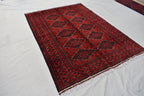 4'10x6'8 Afghan Handmade Khal Mohammadi Rug, Turkmen Wool Geometric Rug, Rustic Home Decor, Bedroom Rug, Living Room Rug 203x145 cm