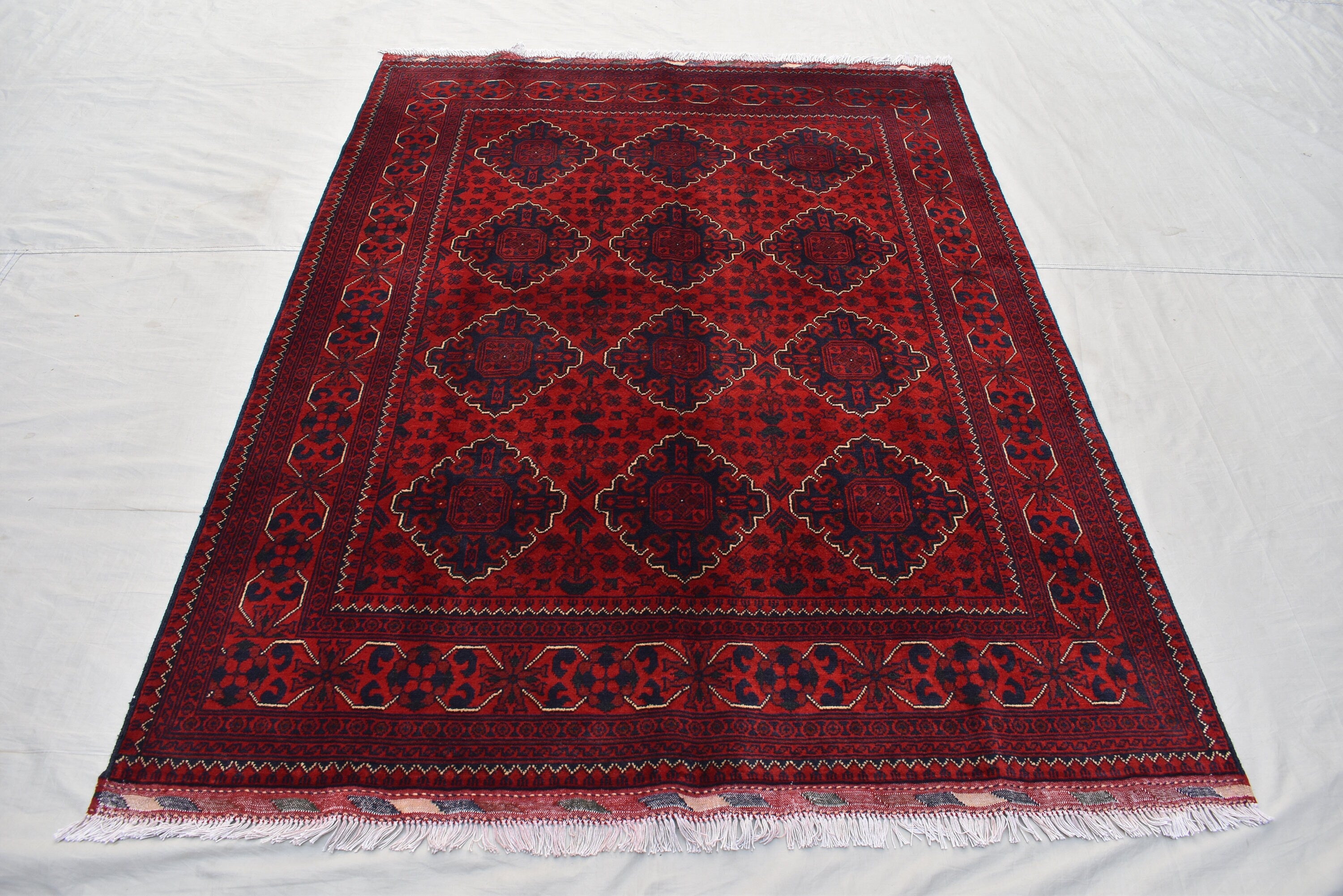 5x7 Handmade Afghan Carpet, Gorgeous Rug, Turkman Tribal Traditional 100%Wool, Bokhara Rug, Rugs For Living Room, Dining Room Rug 6.9x4.11