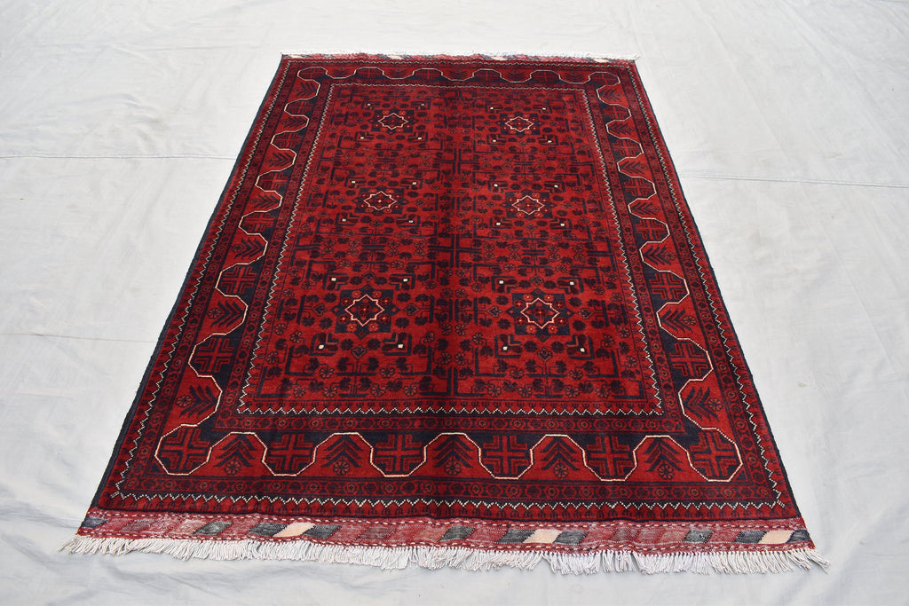 6x4 Handmade Bukhara Afghan Rug, Geometric Wool Persian Style Rug, Medium Size Rug For Home, Perfect For Bedroom, Boho Home Decor 5.11x4.0