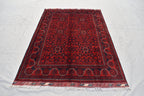 6x4 Handmade Bukhara Afghan Rug, Geometric Wool Persian Style Rug, Medium Size Rug For Home, Perfect For Bedroom, Boho Home Decor 5.11x4.0
