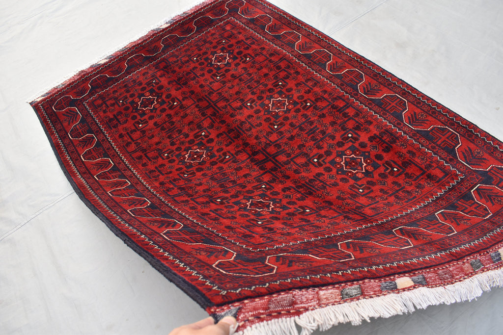 6x4 Handmade Bukhara Afghan Rug, Geometric Wool Persian Style Rug, Medium Size Rug For Home, Perfect For Bedroom, Boho Home Decor 5.11x4.0