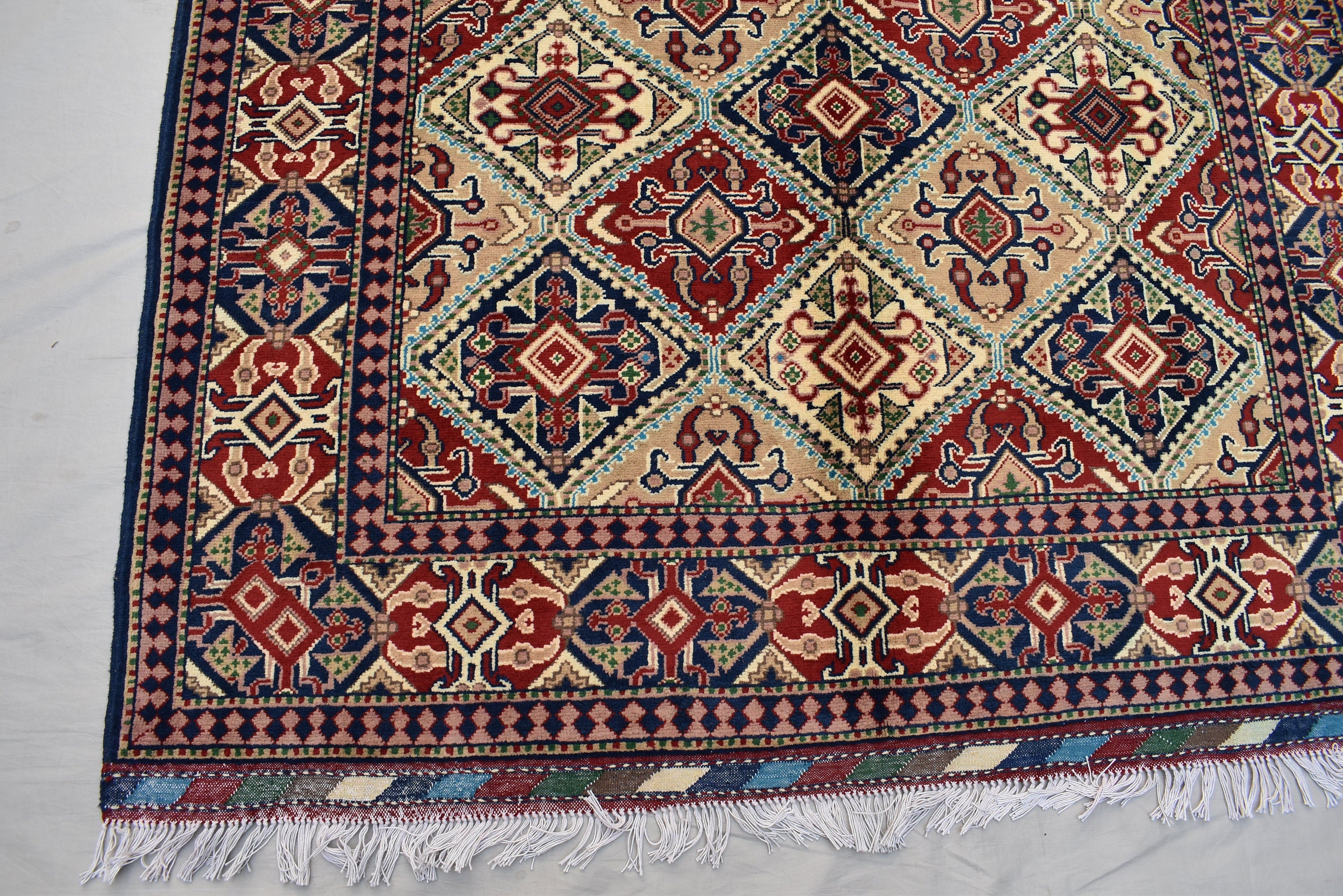 5x7 Multi Colored Turkoman Oriental Soft Wool Rug- Afghan Hand Knotted Boho Design Area Rug- 150x200 cm Organic Wool Pile Living Room Rug