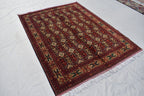 5x7Ft, Afghan Geometric Wool Rug – Hand-Knotted Turkmen Area Carpet, Oriental Living Room or Dining Room Rug, Boho Area Rug 200x150 cm