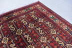 5x7Ft, Afghan Geometric Wool Rug – Hand-Knotted Turkmen Area Carpet, Oriental Living Room or Dining Room Rug, Boho Area Rug 200x150 cm