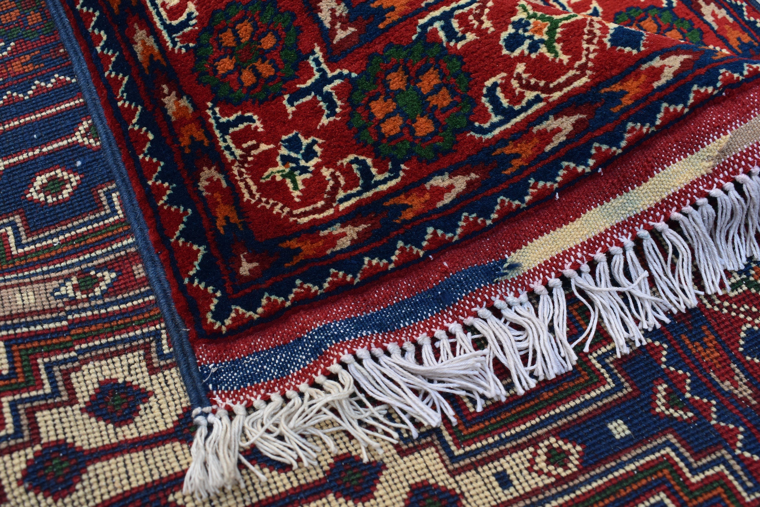 3x7Ft, Red Afghan Hand Knotted Hallway Rug-Geometric Pattern Runner rug-200x100 cm Turkmen Bokhara Runner Rug For Entry way-Kitchen Rug