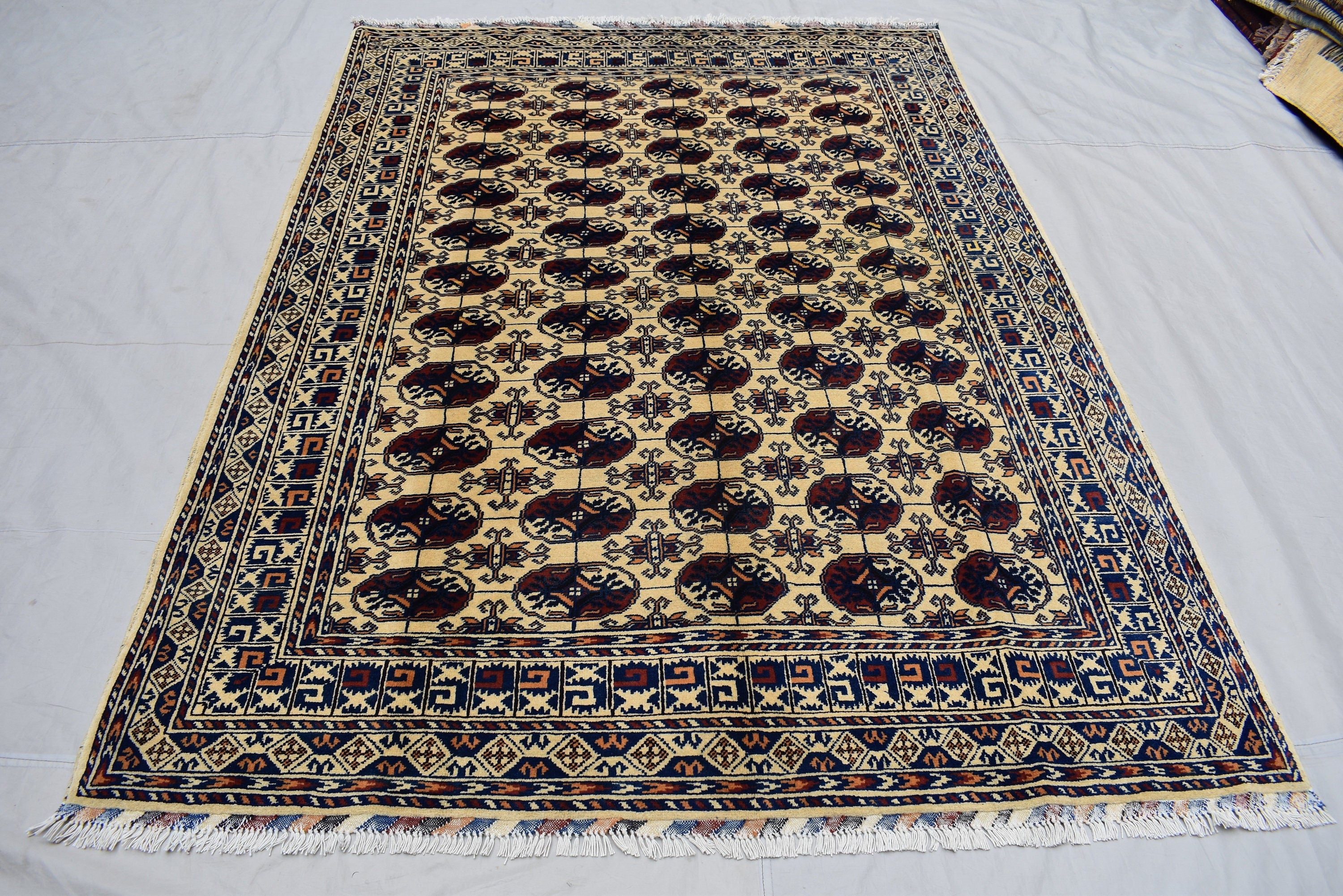 5x7Ft, Afghan Handmade Tribal Rug, Turkmen Wool Area Rug, High Pile Rug, Perfect for Living Room, Bedroom Rug, Oriental Pattern 207x152 cm
