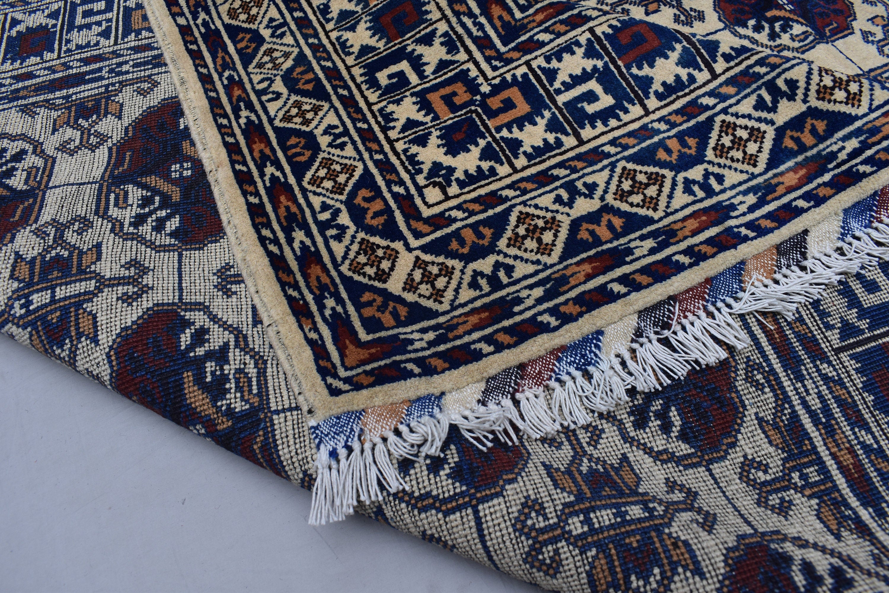 5x7Ft, Afghan Handmade Tribal Rug, Turkmen Wool Area Rug, High Pile Rug, Perfect for Living Room, Bedroom Rug, Oriental Pattern 207x152 cm