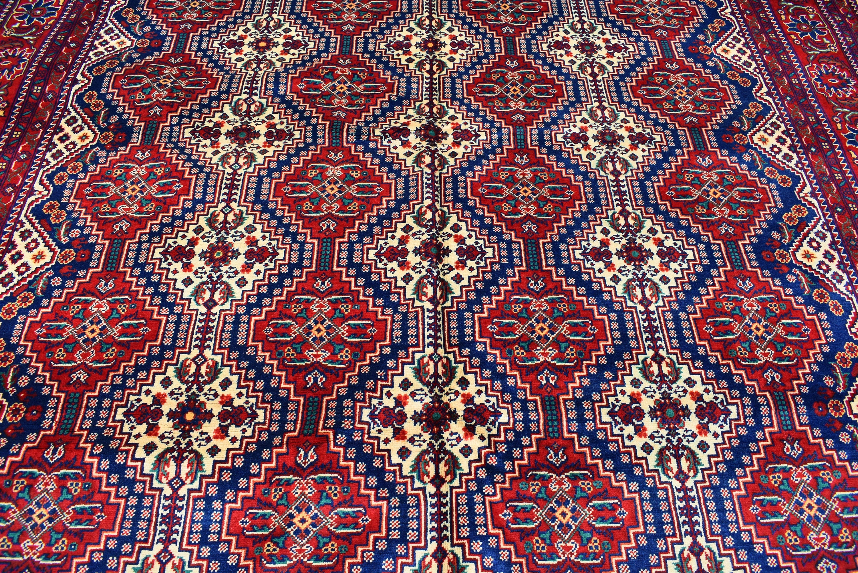 8x12 Authentic Bukhara Rug -Handwoven Central Asian Masterpiece for Your Home, Boho Home Decor, Rug for Living Room, Dining Room 11.9x8.2 ft