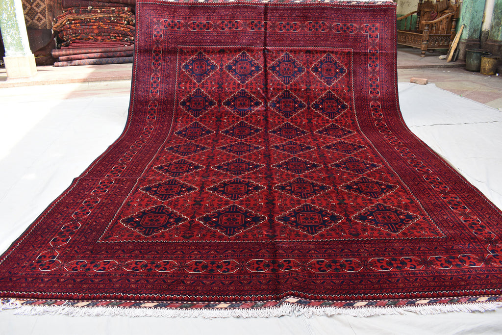 11.4 x 8.3 Ft Large Area Rug Bokhara Rug Sale Price Turkmen 100% Wool Afghan Veg Dyes Handmade Bukhara Pattern Area Rug Turkmen Oriental Rug
