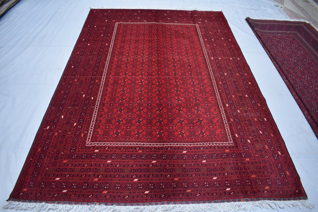 9.10 x 6.7 Ft Afghan Handmade Bashiri Rug Turkmen Wool 100% Rug Turkmen Vintage Rug Living Room Rug