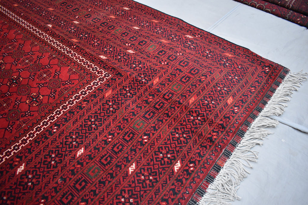 9.10 x 6.7 Ft Afghan Handmade Bashiri Rug Turkmen Wool 100% Rug Turkmen Vintage Rug Living Room Rug