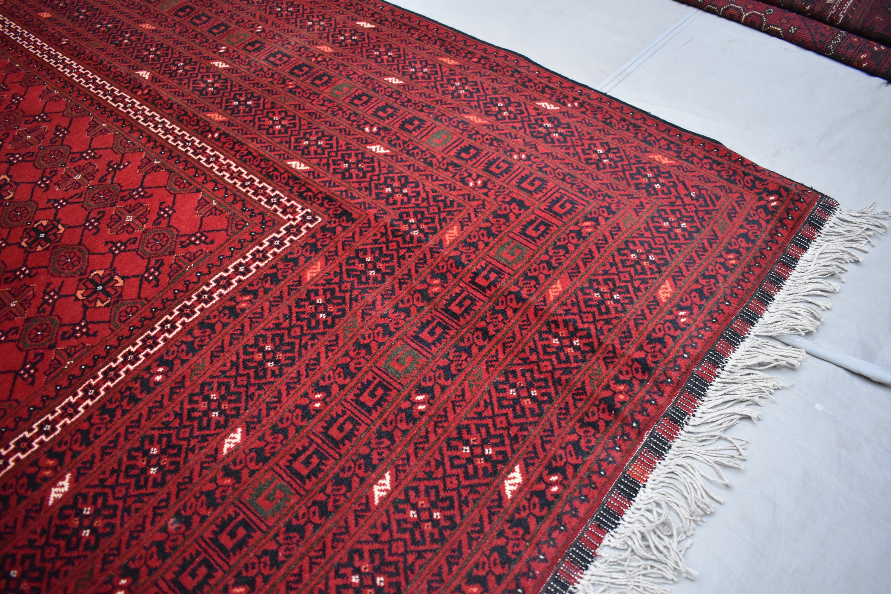 9.10 x 6.7 Ft Afghan Handmade Bashiri Rug Turkmen Wool 100% Rug Turkmen Vintage Rug Living Room Rug