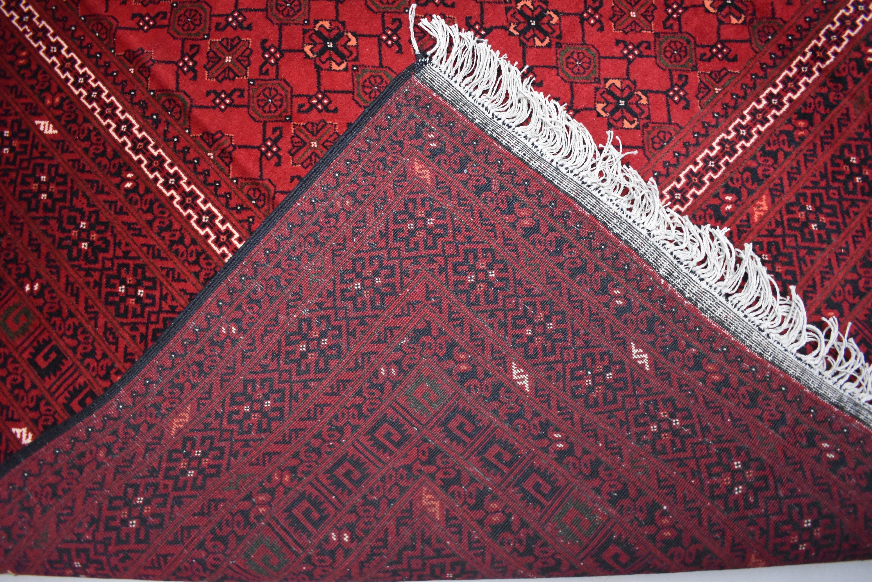 9.10 x 6.7 Ft Afghan Handmade Bashiri Rug Turkmen Wool 100% Rug Turkmen Vintage Rug Living Room Rug
