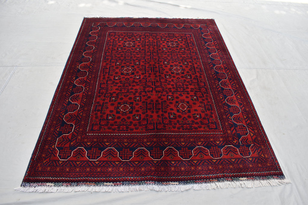 5x7 Afghan Bukhara Rug, Afghan Handmade Wool Rug, Oriental Turkoman Hand-knotted Wool Rug, Living Room Rug, Bedroom Rug, Afghan Rug