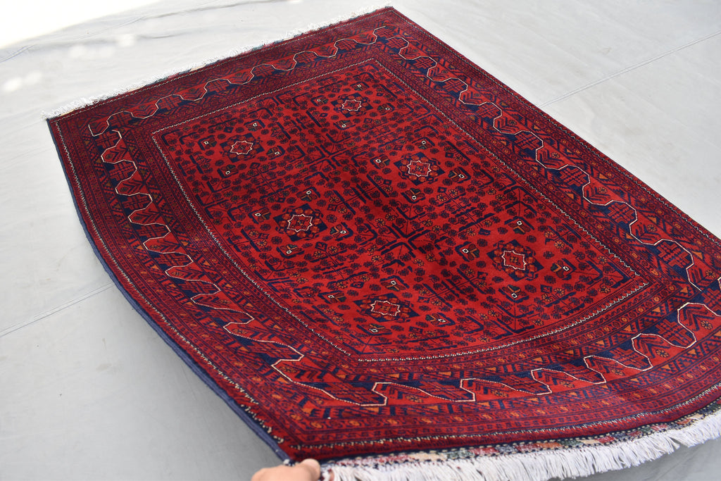 5x7 Afghan Bukhara Rug, Afghan Handmade Wool Rug, Oriental Turkoman Hand-knotted Wool Rug, Living Room Rug, Bedroom Rug, Afghan Rug