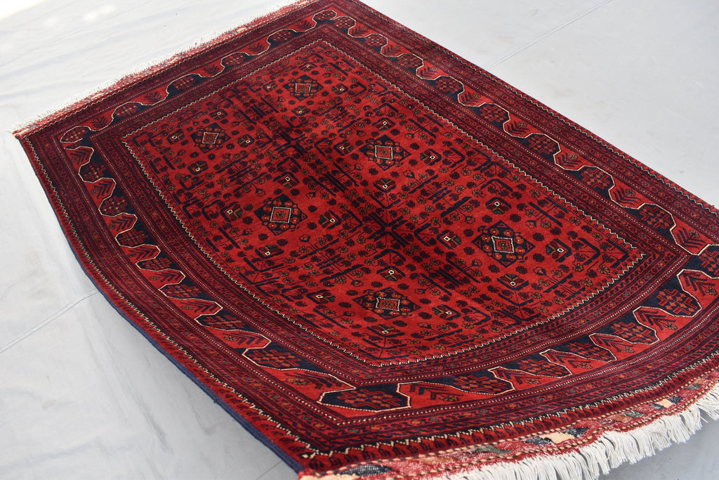 6.11 x4.10 Ft Afghan Bukhara Rug, Afghan Handmade Wool Rug, Oriental Turkoman Hand-knotted Wool Rug, Living Room Rug, Bedroom Rug Afghan Rug